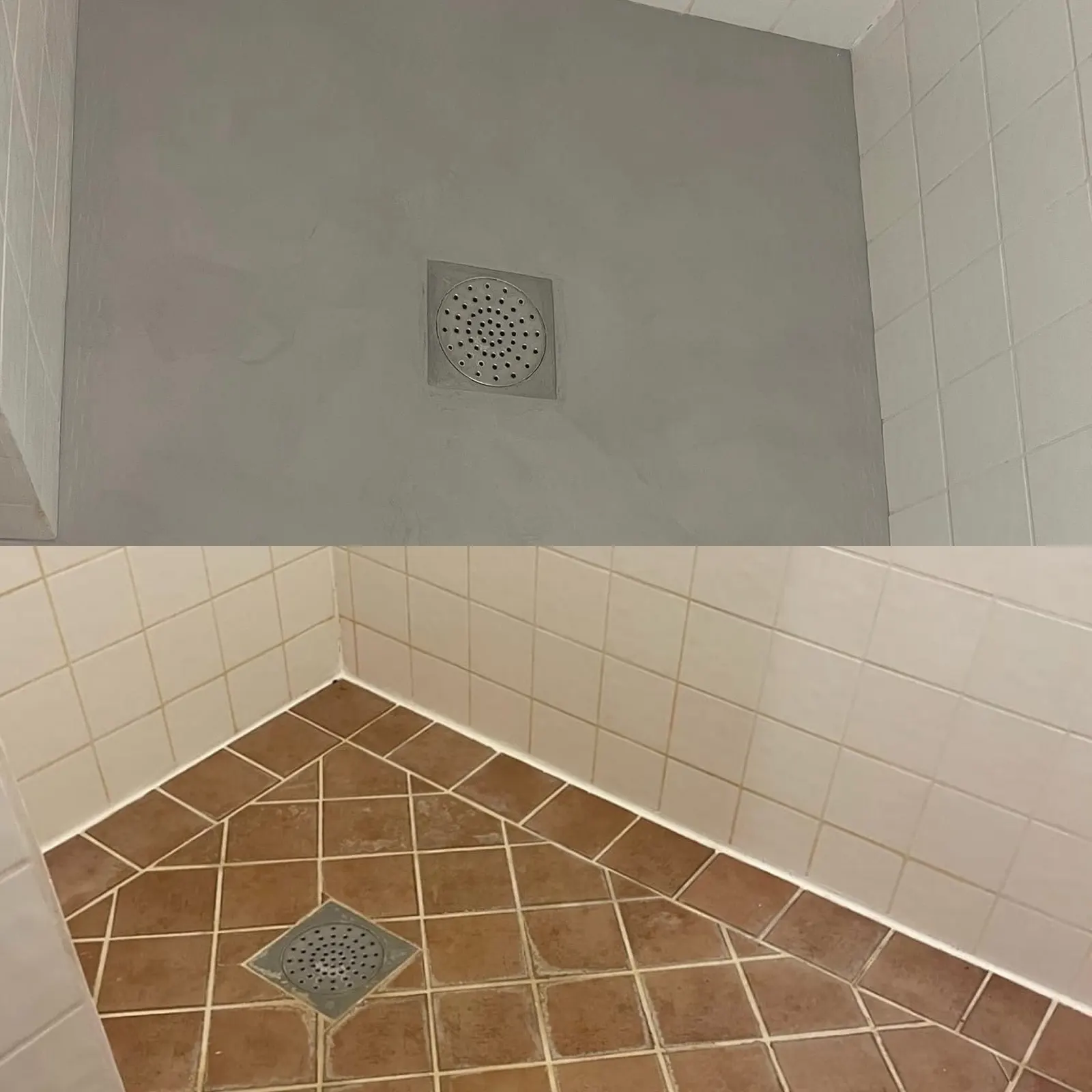 Duschutrymme före och efter ytbehandling